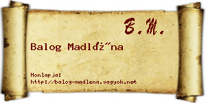 Balog Madléna névjegykártya